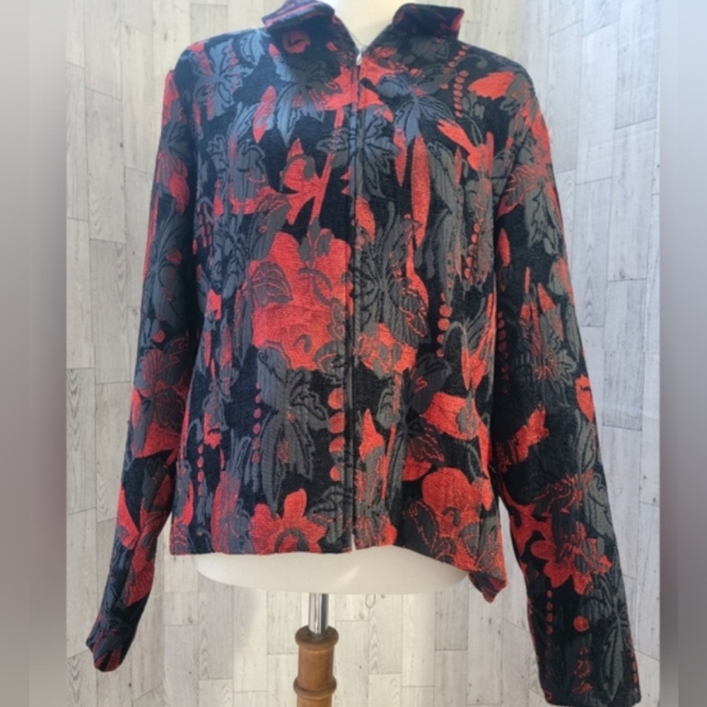 Christopher & Banks red & white pattern size XL shacket